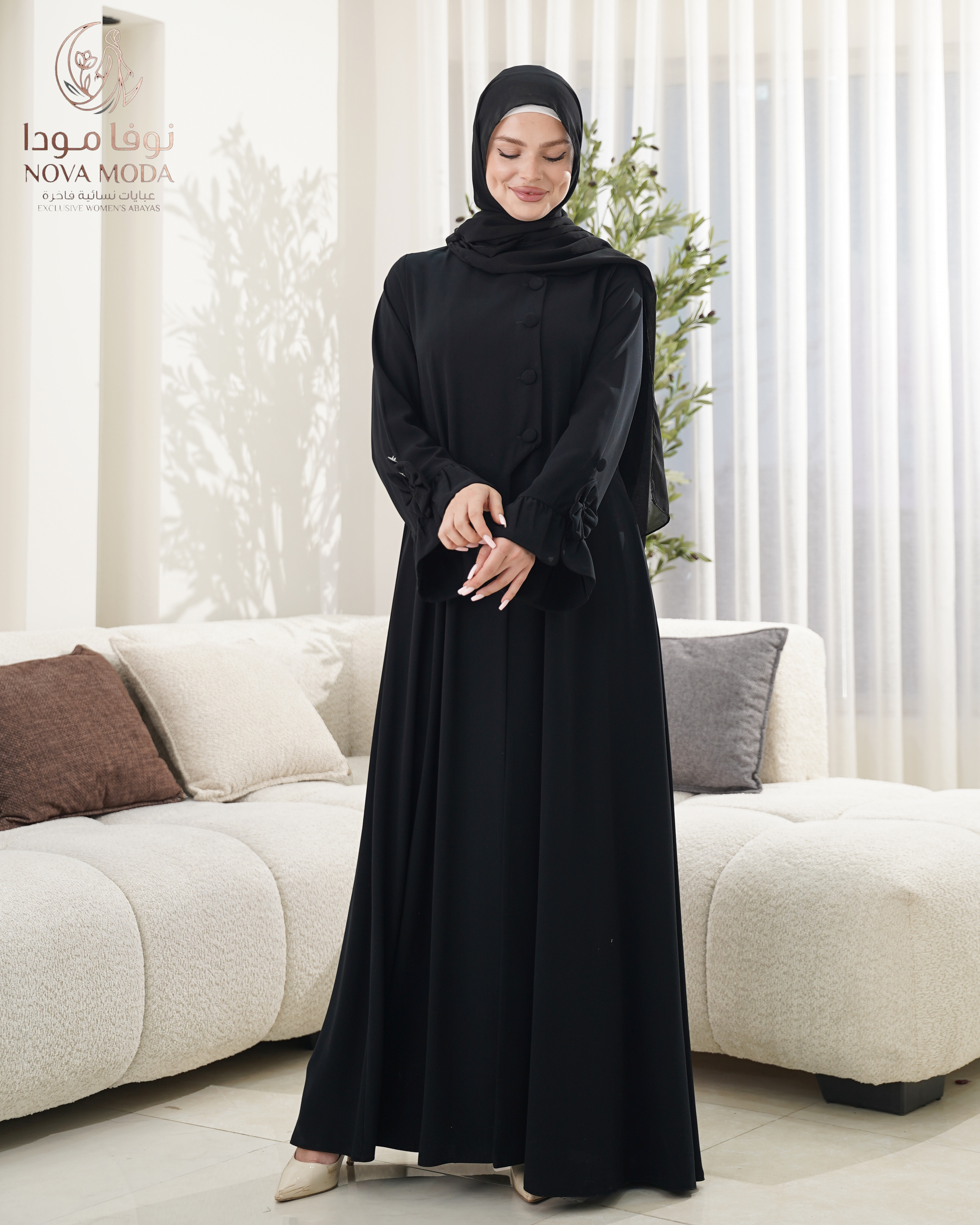 عباية ببيونة اسود - صورة 2
