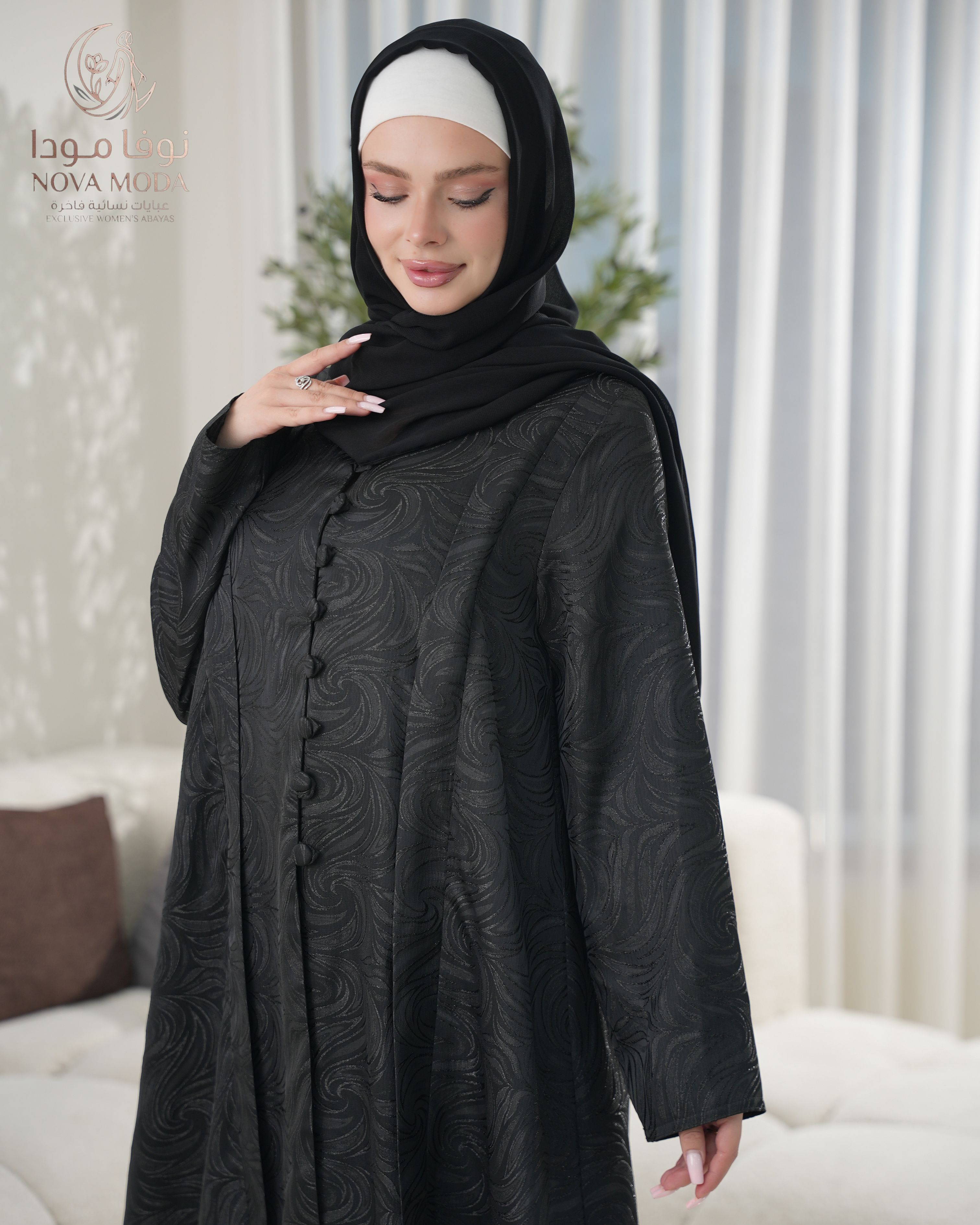 عباية جكارد اسود - صورة 2