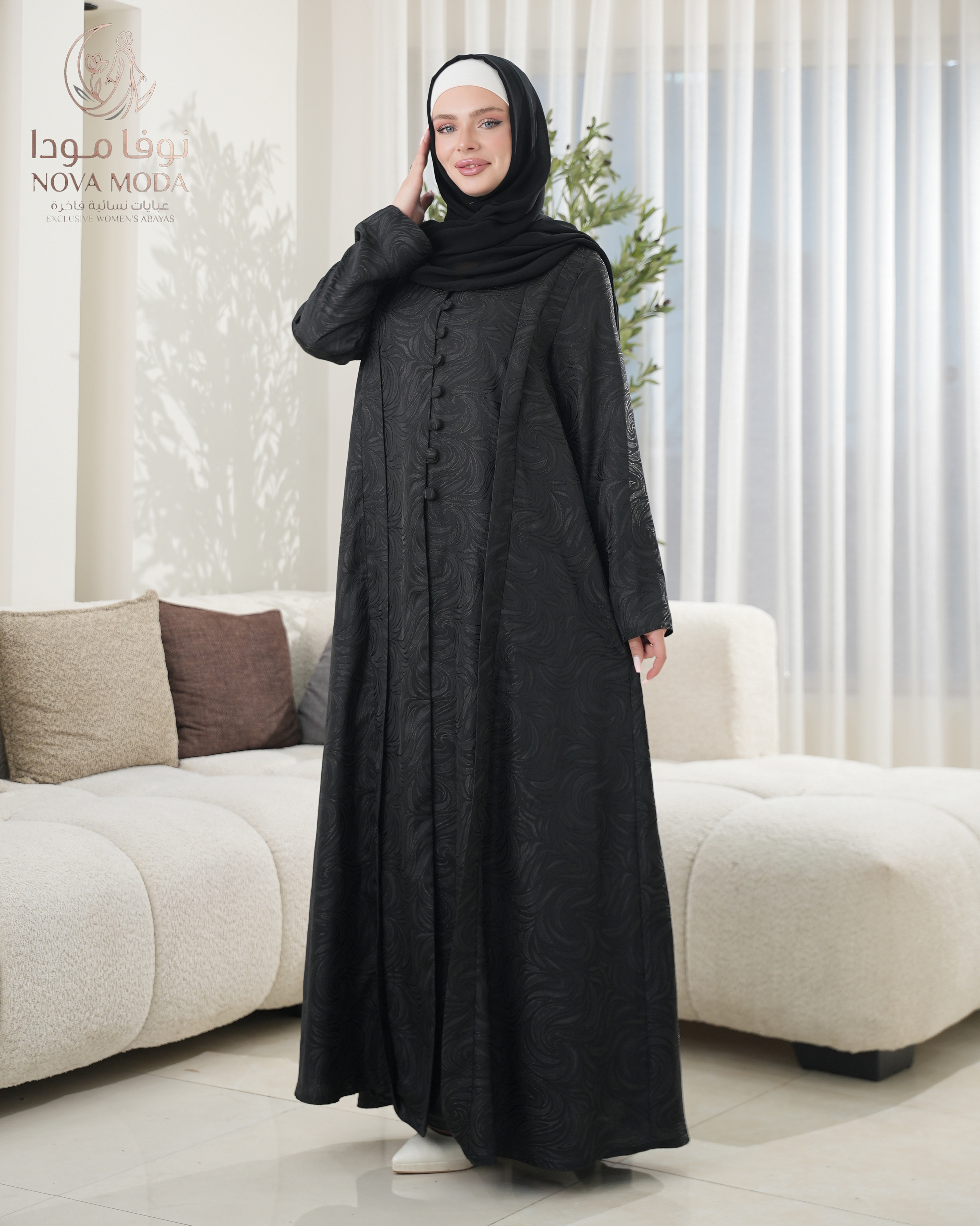 عباية جكارد اسود - صورة 4